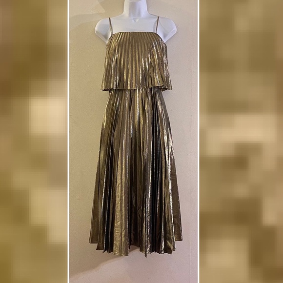 J. Crew Collection Gold Pleated Dress - Picture 5 of 7
